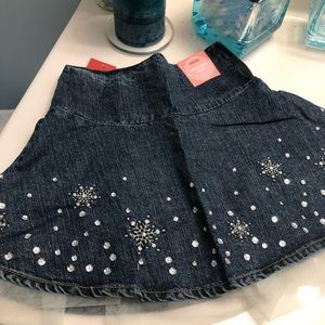 Vintage Gymboree Snowflake denim skirt under tulle
